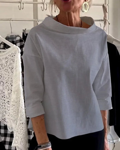 Miriam – Haut décontracté avec larges revers et demi-col pour un look élégant