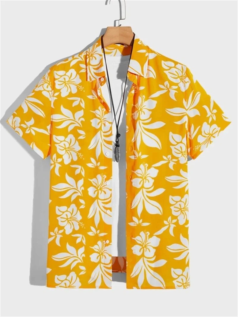 Amich - 3D Blomstret Print Hawaii Skjorte