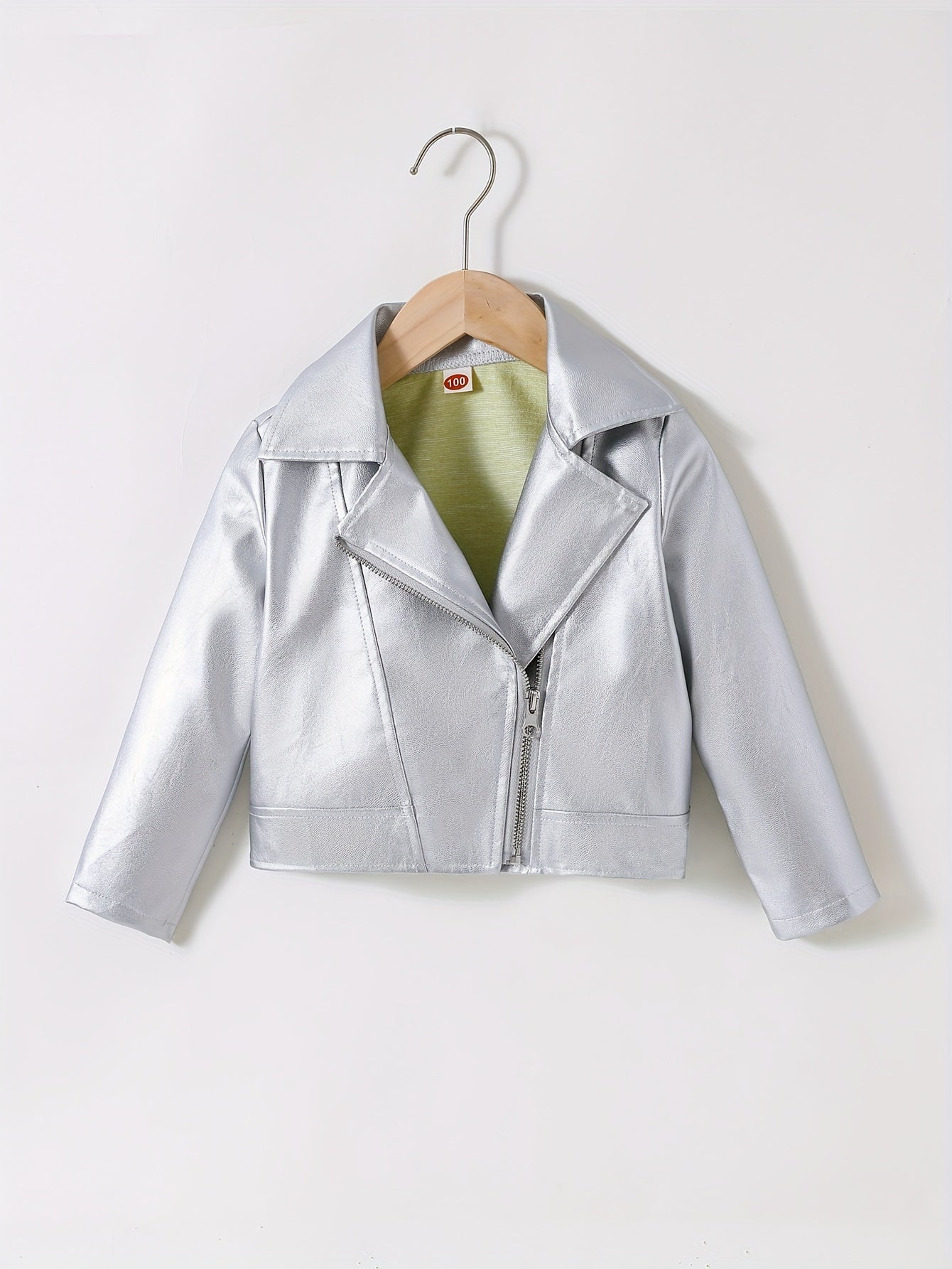 Veste à col retourné en cuir PU avec fermeture éclair asymétrique pour le printemps et l'automne - Zaira