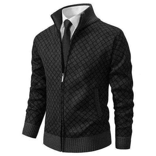 Veste de printemps pour homme avec fermeture éclair et motif géométrique