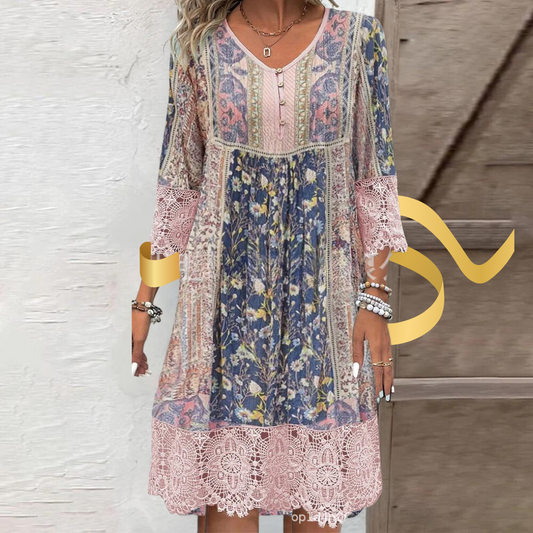 Robe en dentelle vintage imprimée - Letitia