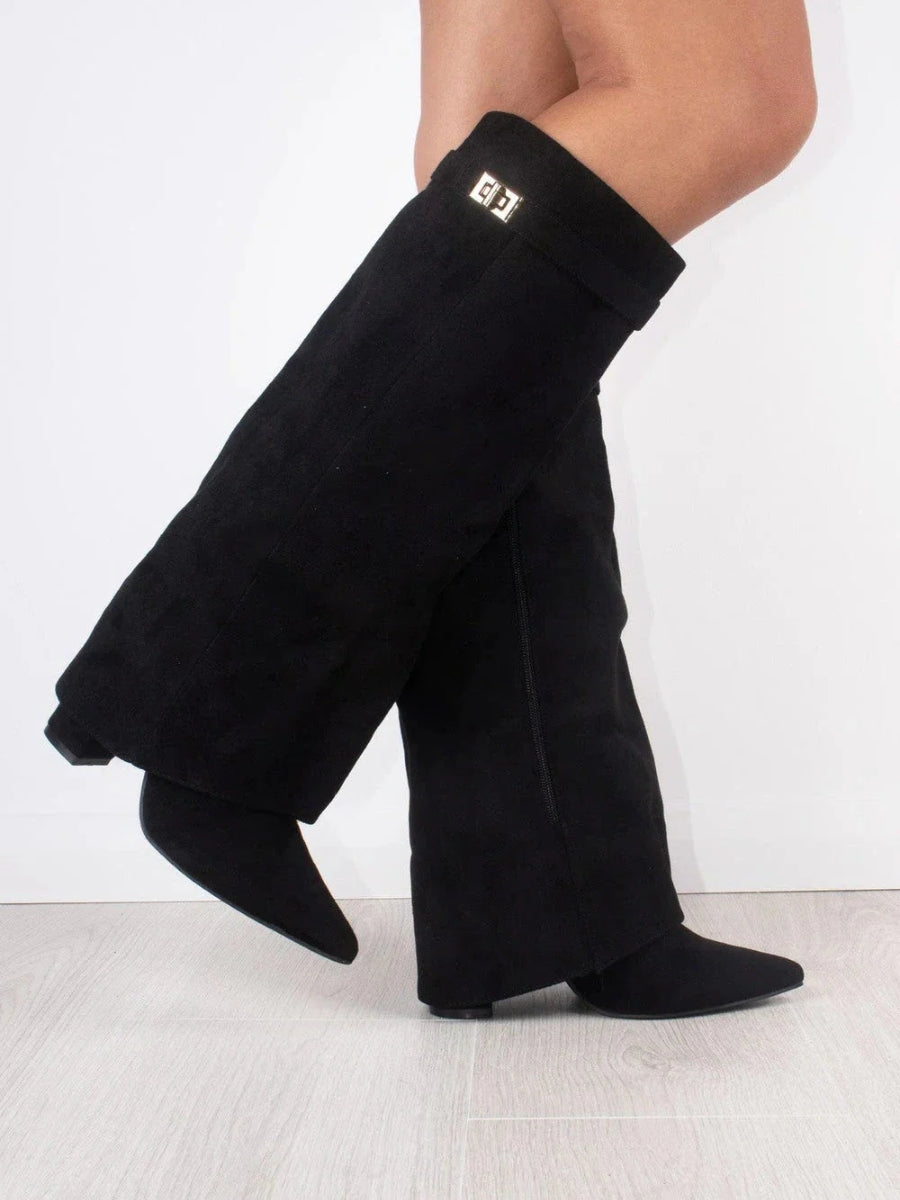 Bez - kniehohe Wildlederstiefel mit Absatz