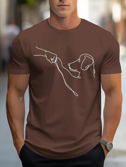 T-shirt homme à col rond avec impression amusante de chien et poing - Carl