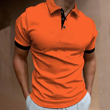 Orange polo-shirt med kontrasterende finish til mænd