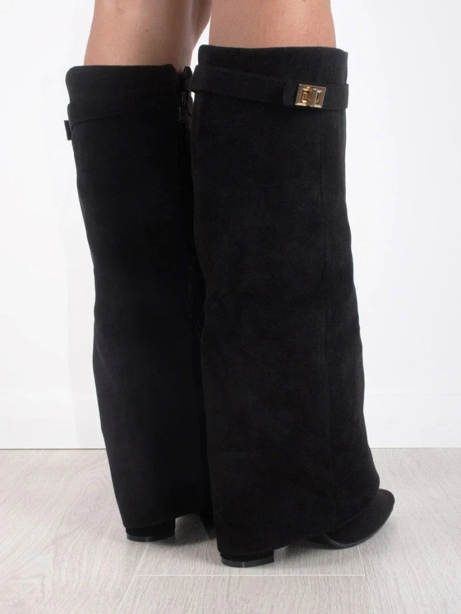 Bez - kniehohe Wildlederstiefel mit Absatz