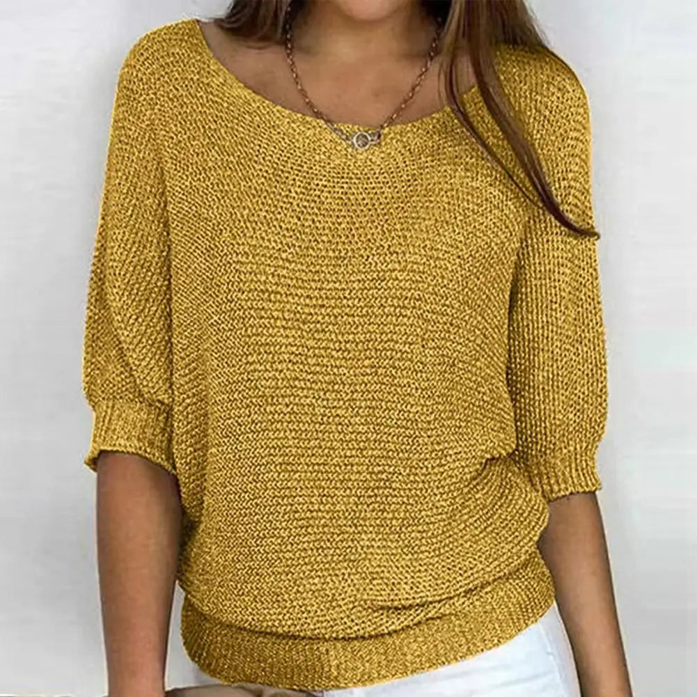 Noami – Varm strikket sweater med sommerfugleærmer og rund hals