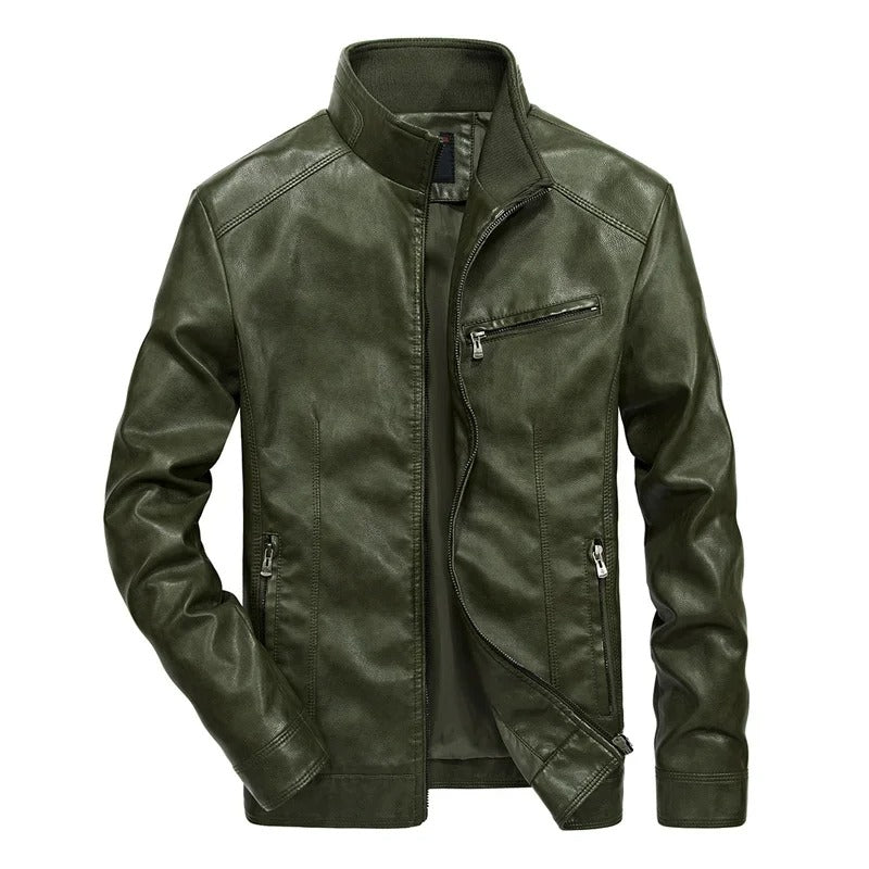 Veste en cuir pour homme - Veste de printemps pour homme - avec fermeture éclair