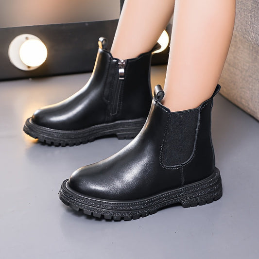 Bottes vintage robustes à cheville avec fermeture éclair pour filles - Icy