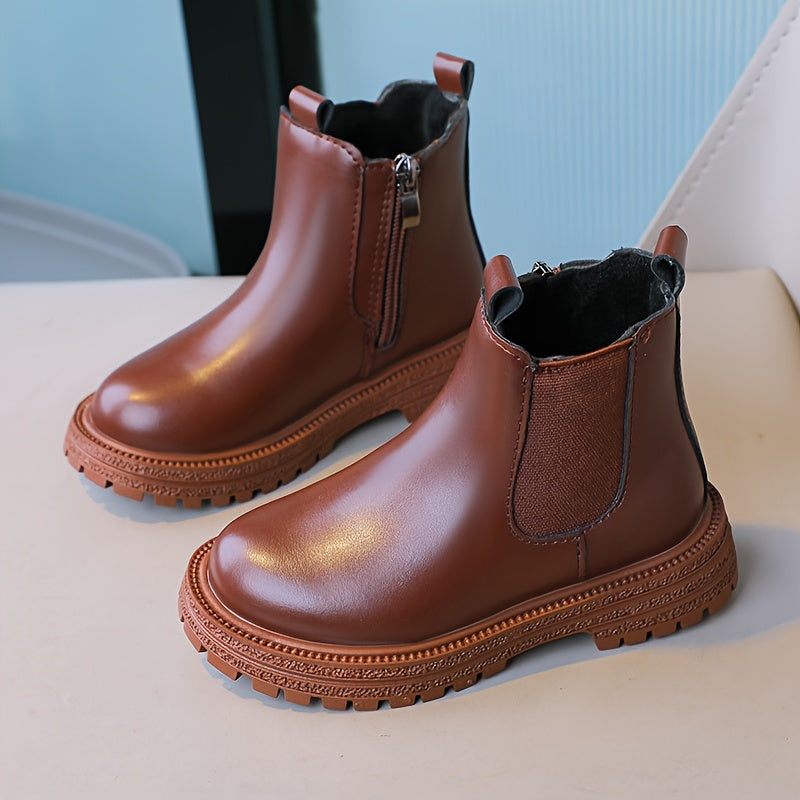 Bottes vintage robustes à cheville avec fermeture éclair pour filles - Icy