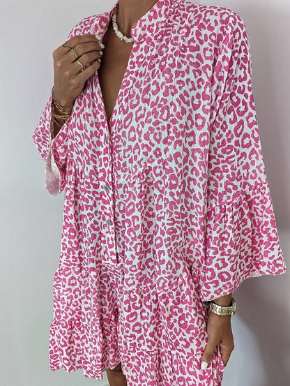 Robe courte à manches longues et col en V - Rosalinda