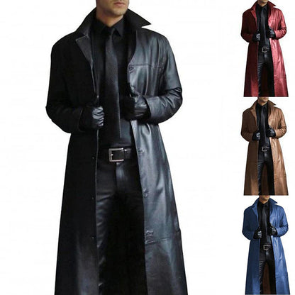 Boston - Faux leather long coat for men