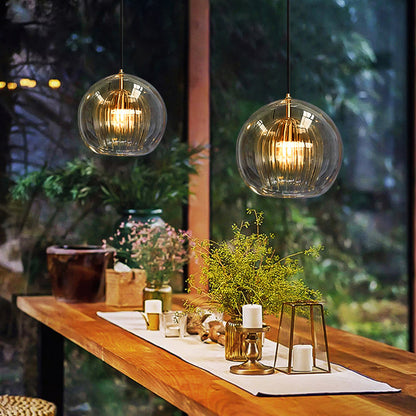 SolarisGlow - AmberSphere pendel lampe med strålende elegance