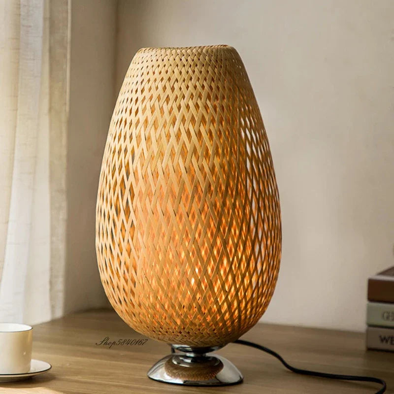 RusticGlow – Lampe de table vintage en bois et métal