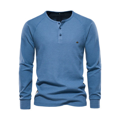 Chemise à manches longues pour homme avec col rond