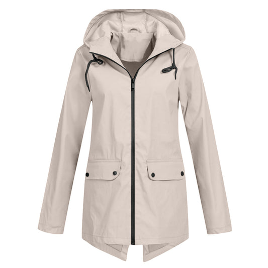 Presca - Long imperméable avec capuche et poches pour femmes
