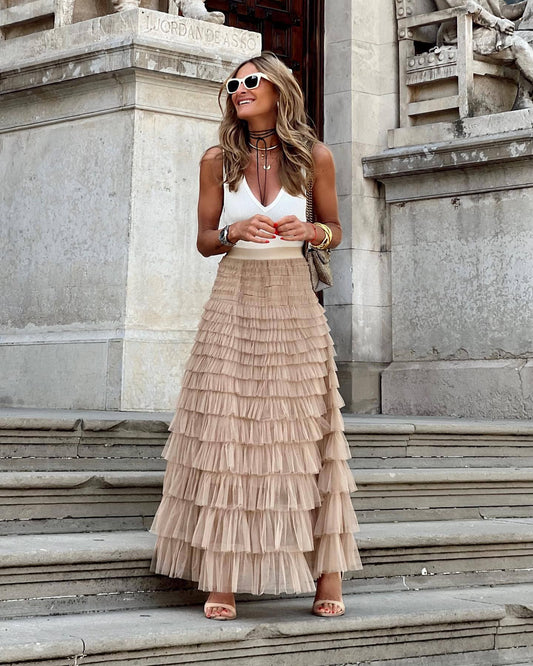 Jupe Maxi en Tulle avec Taille Élastique - Mitch