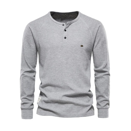 Chemise à manches longues pour homme avec col rond