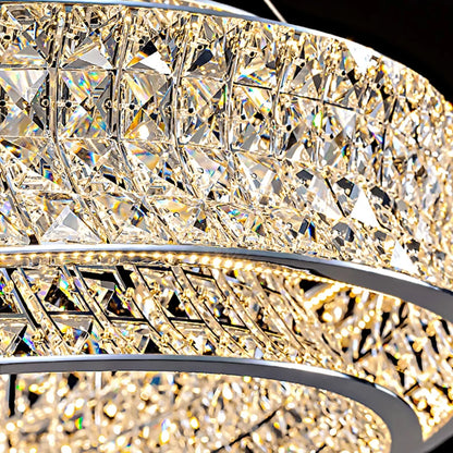ShimmerGlow - Elegant Oval Crystal Chandelier