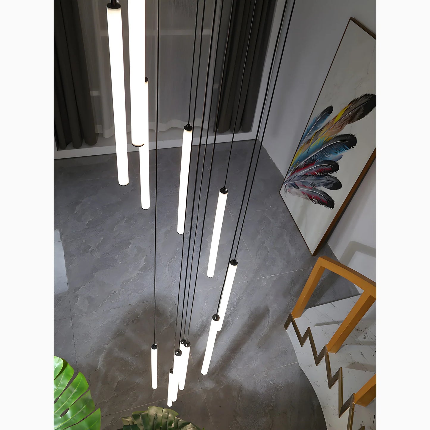 ElevateGlow - Luxuriöse vertikale Spiralpendelleuchte für Treppenhaus