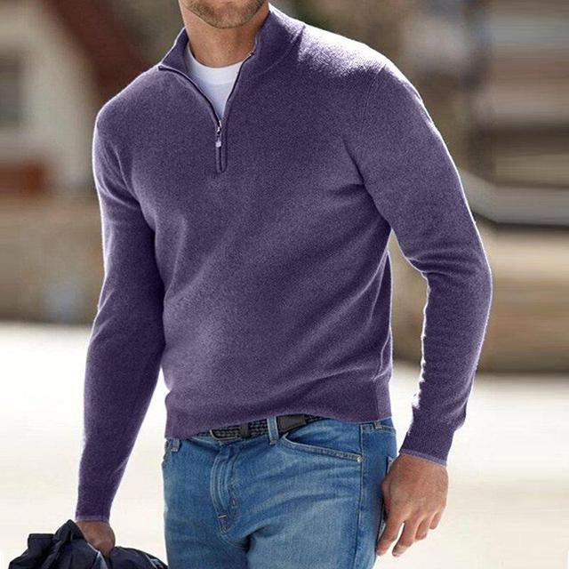 Herren V-Ausschnitt Pullover mit Reißverschluss - Ideal für den Frühling