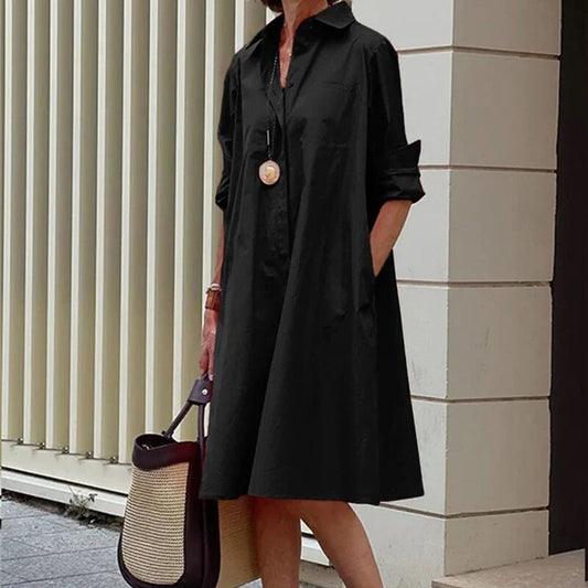 Robe midi avec col pour femmes - Roella