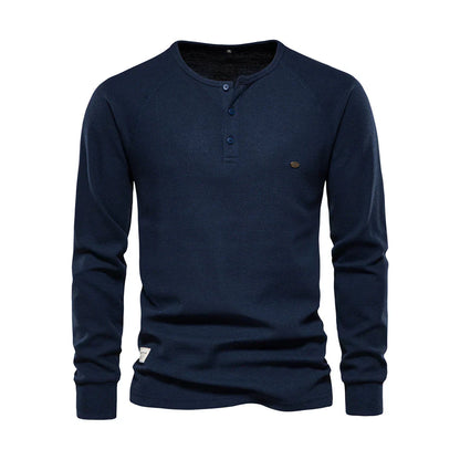 Chemise à manches longues pour homme avec col rond