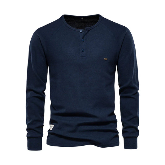 Chemise à manches longues pour homme avec col rond