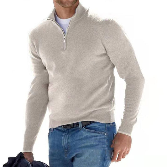 Pull-over à col en V pour homme avec zip - Idéal pour le printemps