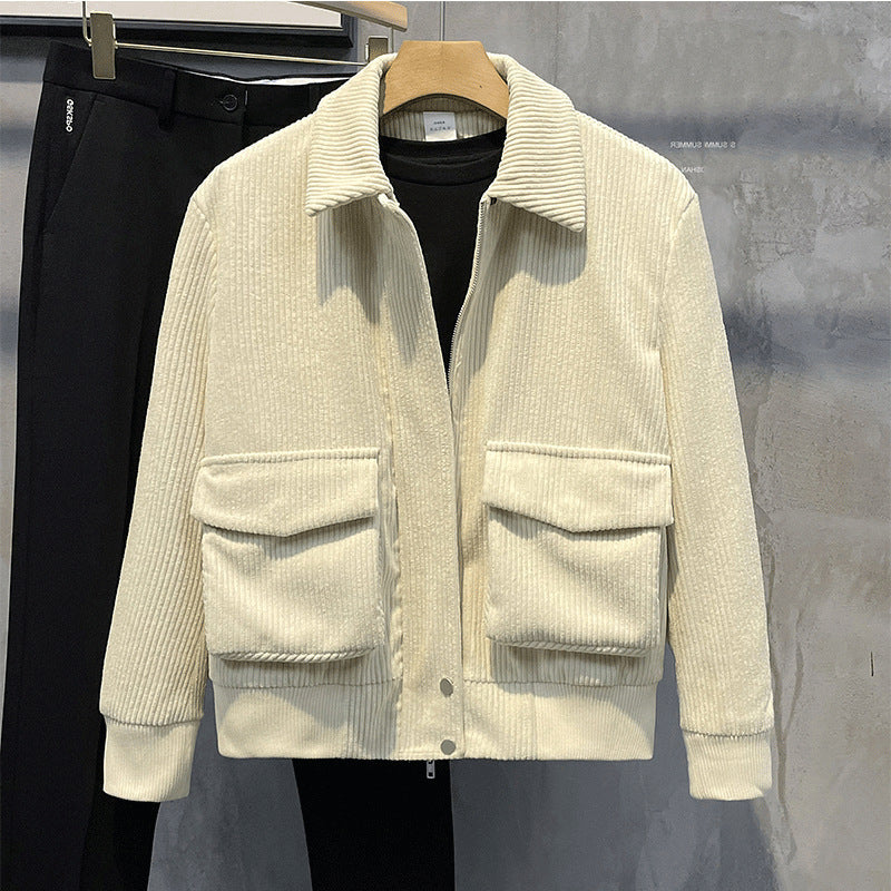 Veste pour homme de printemps avec poignets côtelés