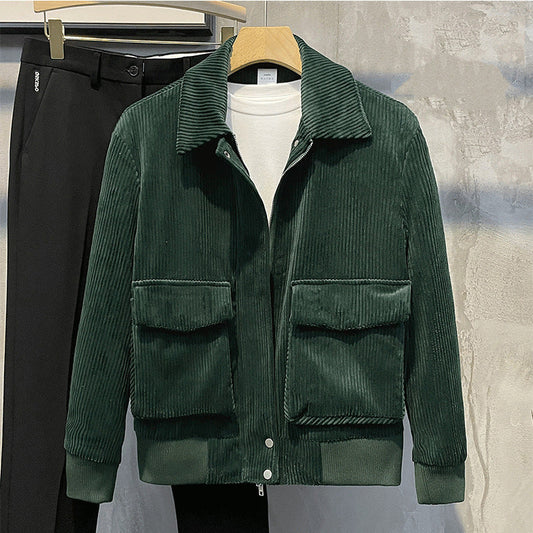 Veste pour homme de printemps avec poignets côtelés