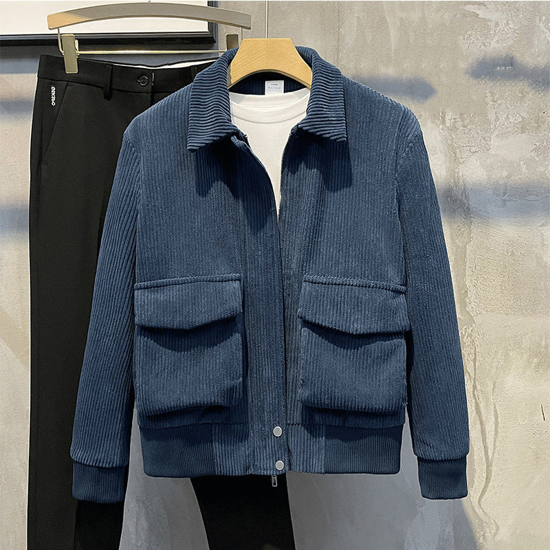 Veste pour homme de printemps avec poignets côtelés