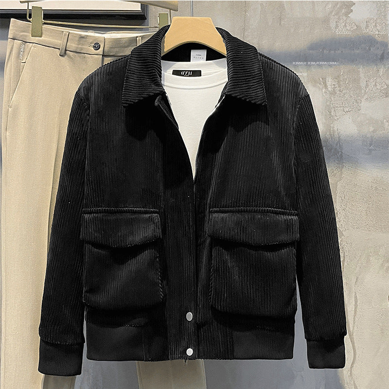 Veste pour homme de printemps avec poignets côtelés