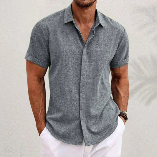Chemise pour homme à manches courtes en coton et lin - Luca