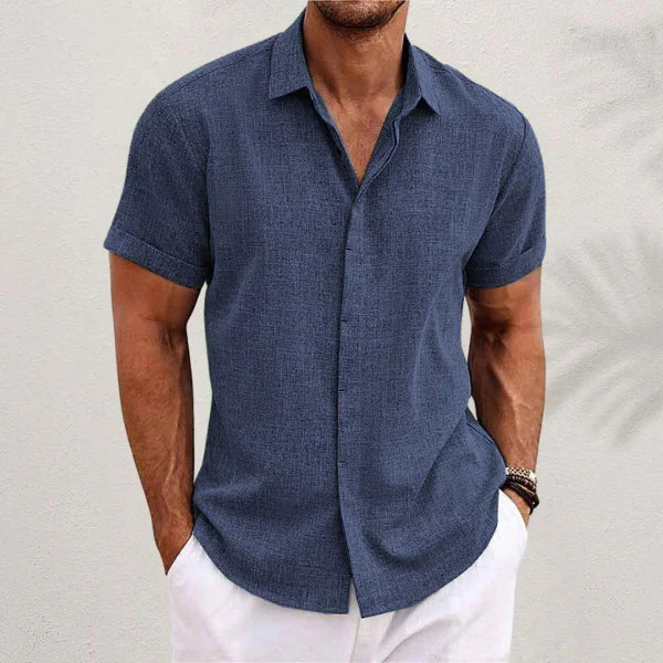 Chemise pour homme à manches courtes en coton et lin - Luca