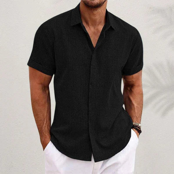 Chemise pour homme à manches courtes en coton et lin - Luca