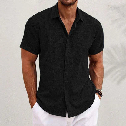Chemise pour homme à manches courtes en coton et lin - Luca