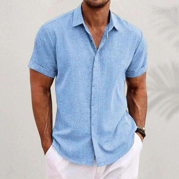 Chemise pour homme à manches courtes en coton et lin - Luca
