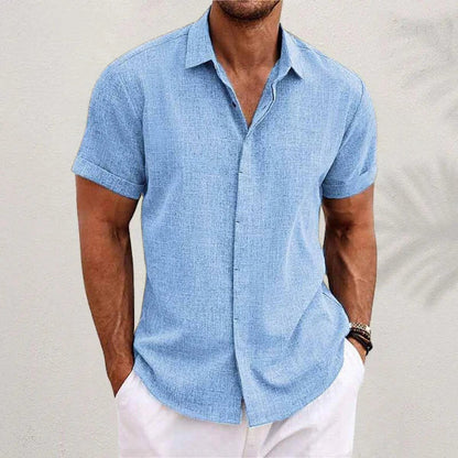 Chemise pour homme à manches courtes en coton et lin - Luca