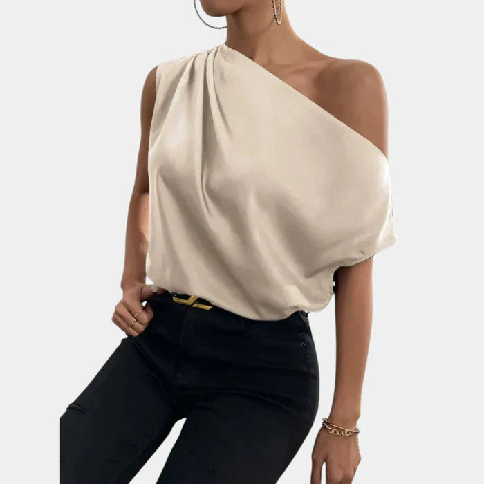Off-shoulder damebluse med luftig pasform
