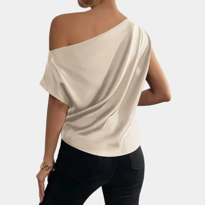 Off-shoulder damebluse med luftig pasform