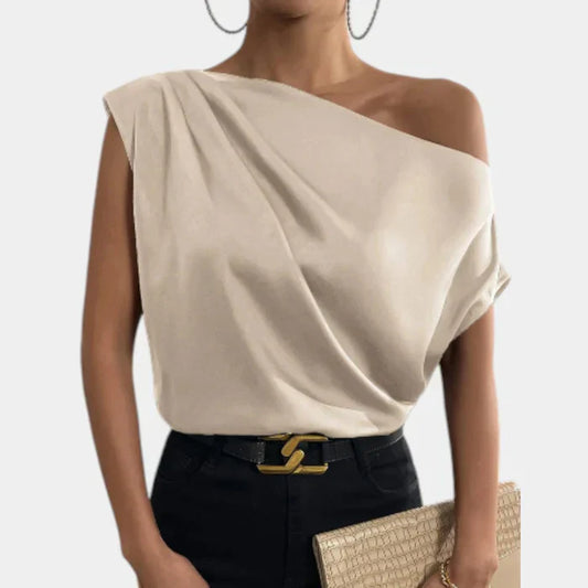 Off-shoulder damebluse med luftig pasform