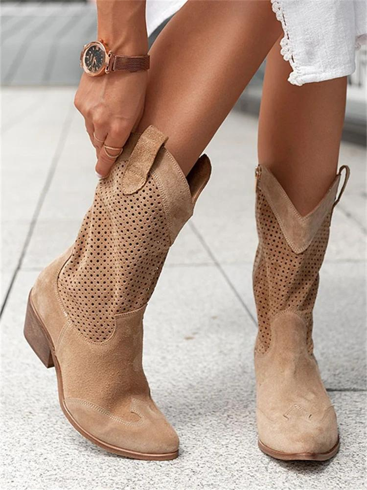 Bottes de cowboy western mi-mollet pour femmes - Stacey