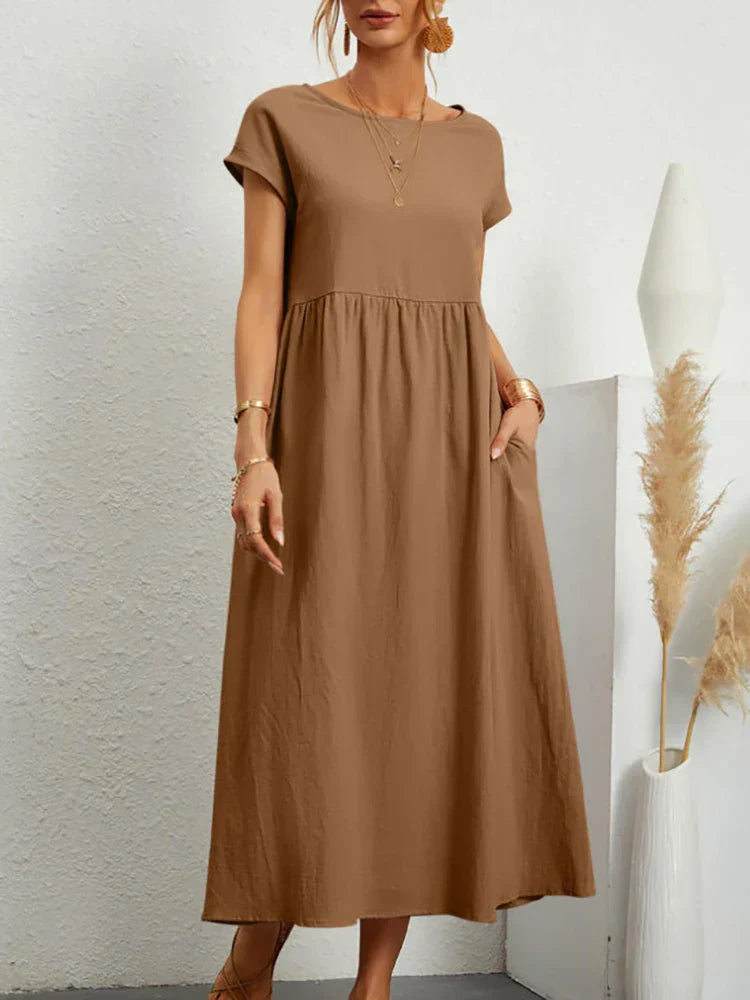 O-hals vintage bomulds kjole - Brenda