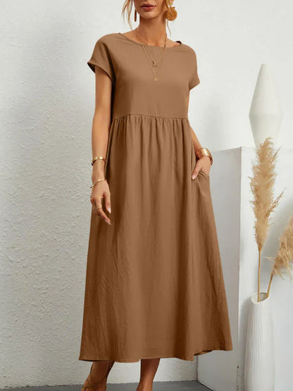 O-hals vintage bomulds kjole - Brenda