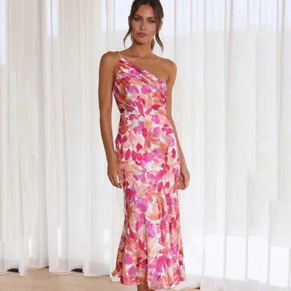 Robe rose à fleurs épaules dénudées - Noemi