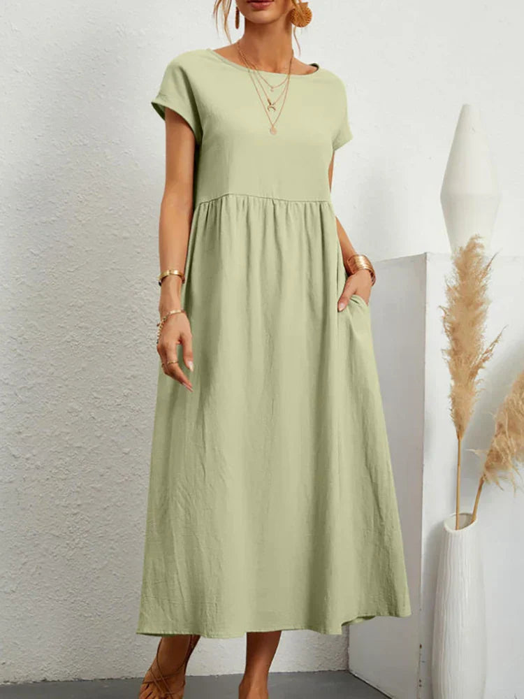 O-hals vintage bomulds kjole - Brenda