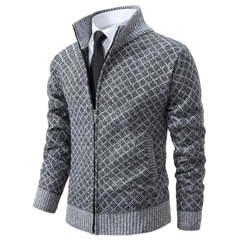 Veste de printemps pour homme avec fermeture éclair et motif géométrique