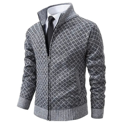 Veste de printemps pour homme avec fermeture éclair et motif géométrique