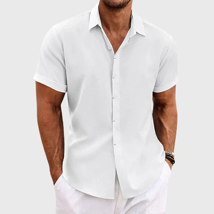 Chemise pour homme à manches courtes en coton et lin - Luca