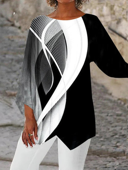 Tunique géométrique moderne pour femmes à manches longues – Luna